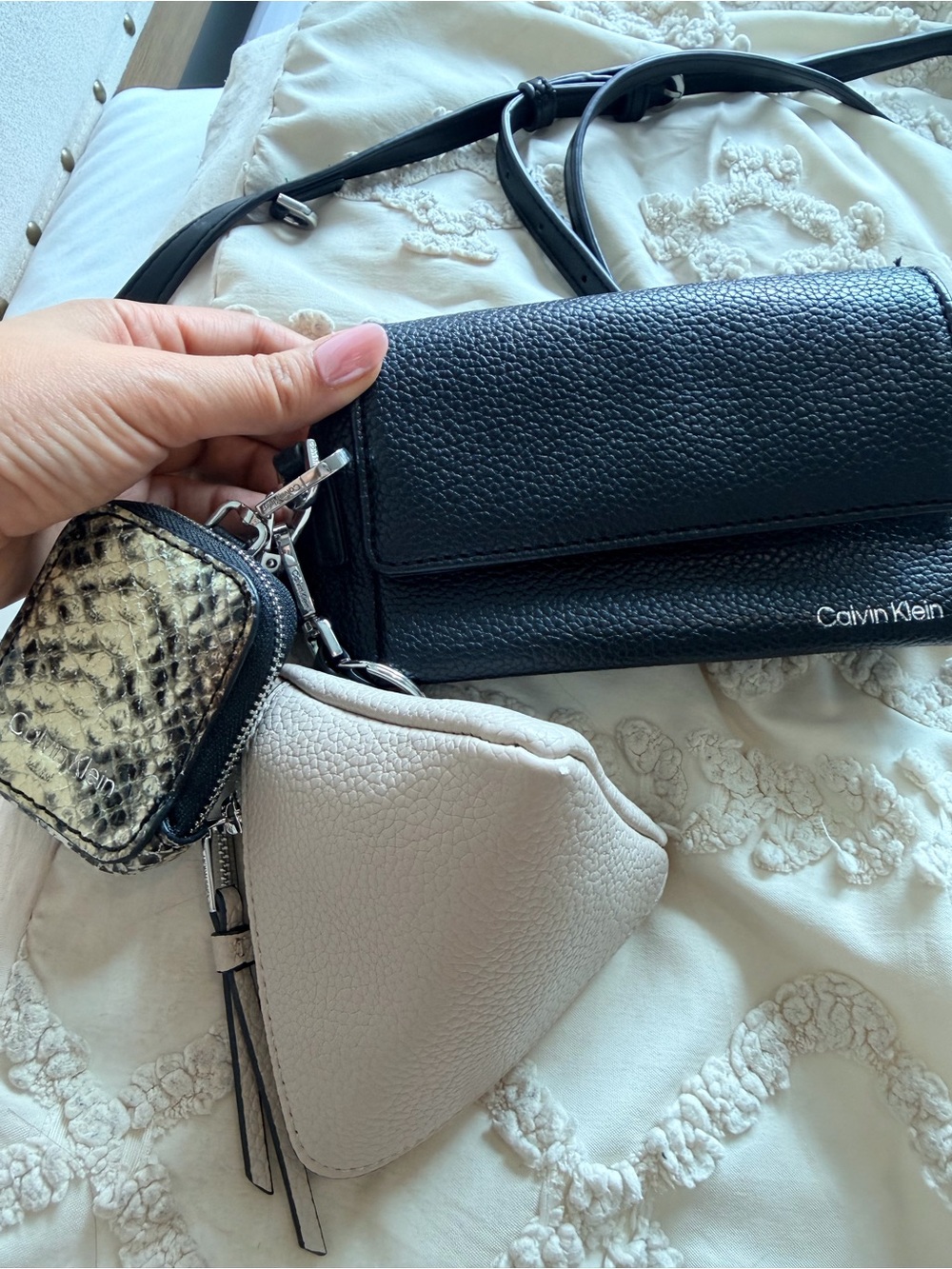 Calvin Klein Black Pebbled Leather Mini Crossbody